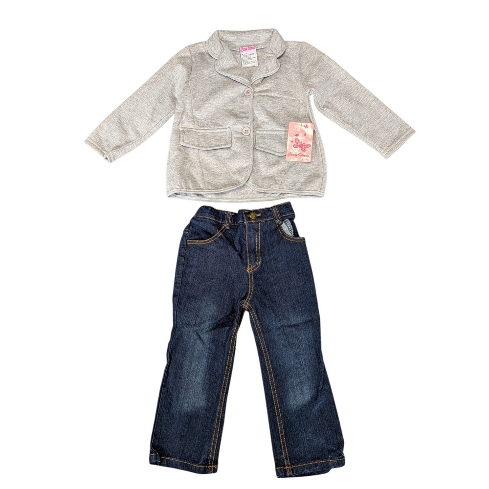 Coney Island Girls 18M Gray Blazer and Denim Jeans 2 Piece Set NWT